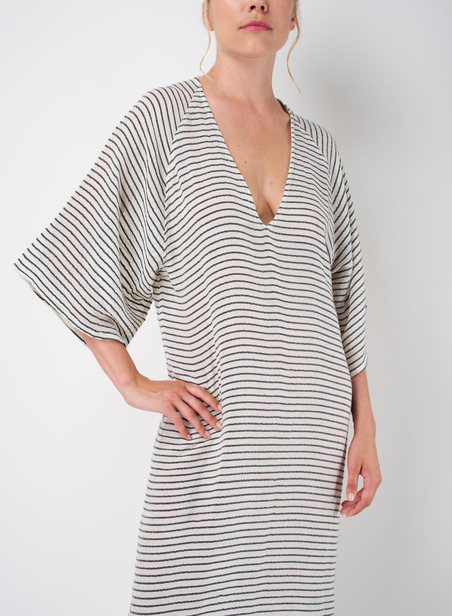 Slim Kaftan in Striped Cotton Gauze - SU Paris