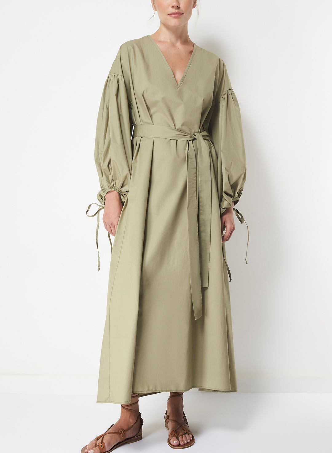 SERENA Dress - Olive organic crisp-poplin  SU Paris