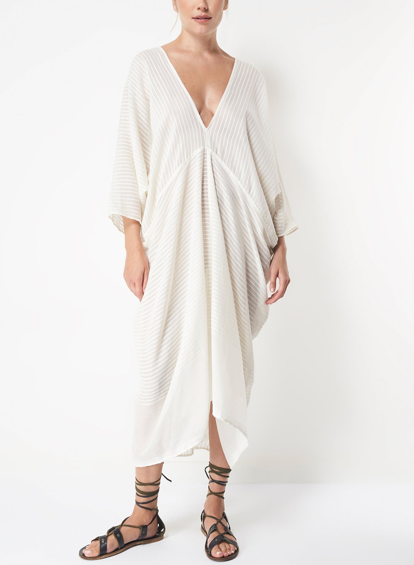 SU PARIS/ス パリス Stripe V-NECK KAFTAN-