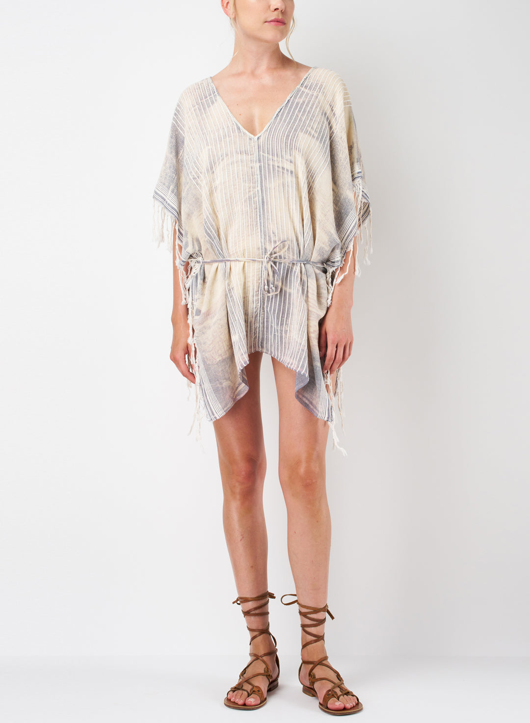 トップス SU PARIS Stripe V-NECK KAFTAN YUMA Kaftan - Black striped – SU Paris
