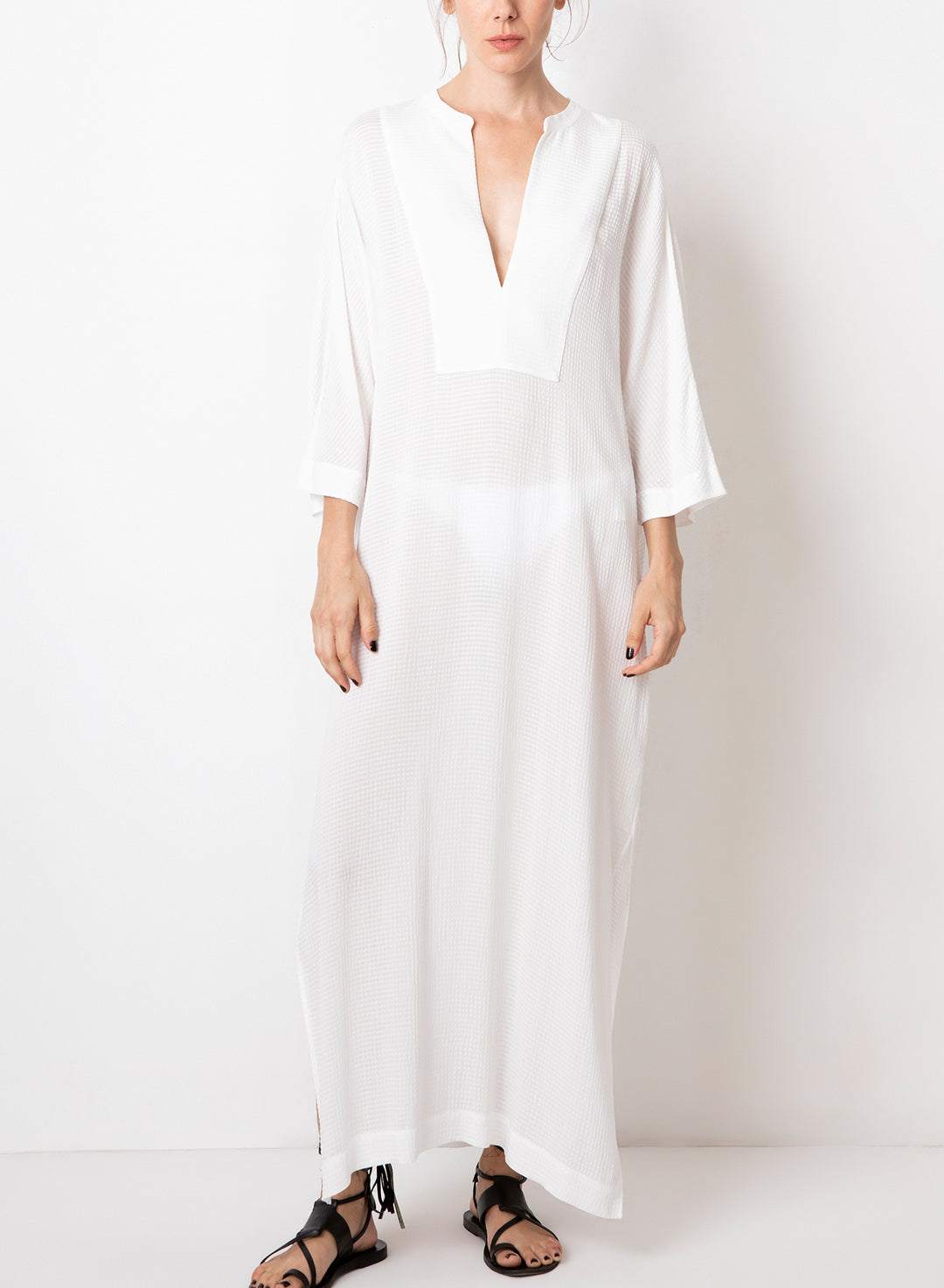 Tao Kaftan White Waffle Crepe - SU Paris